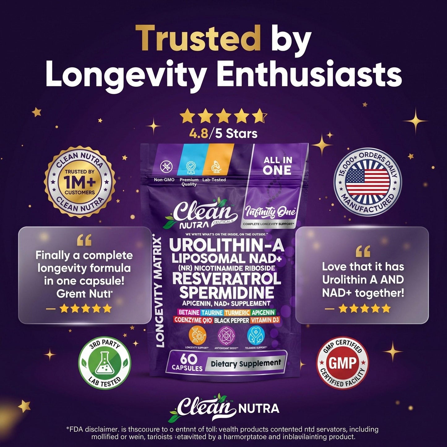 Infinity One Urolithin A 500mg + NAD + NR Resveratrol