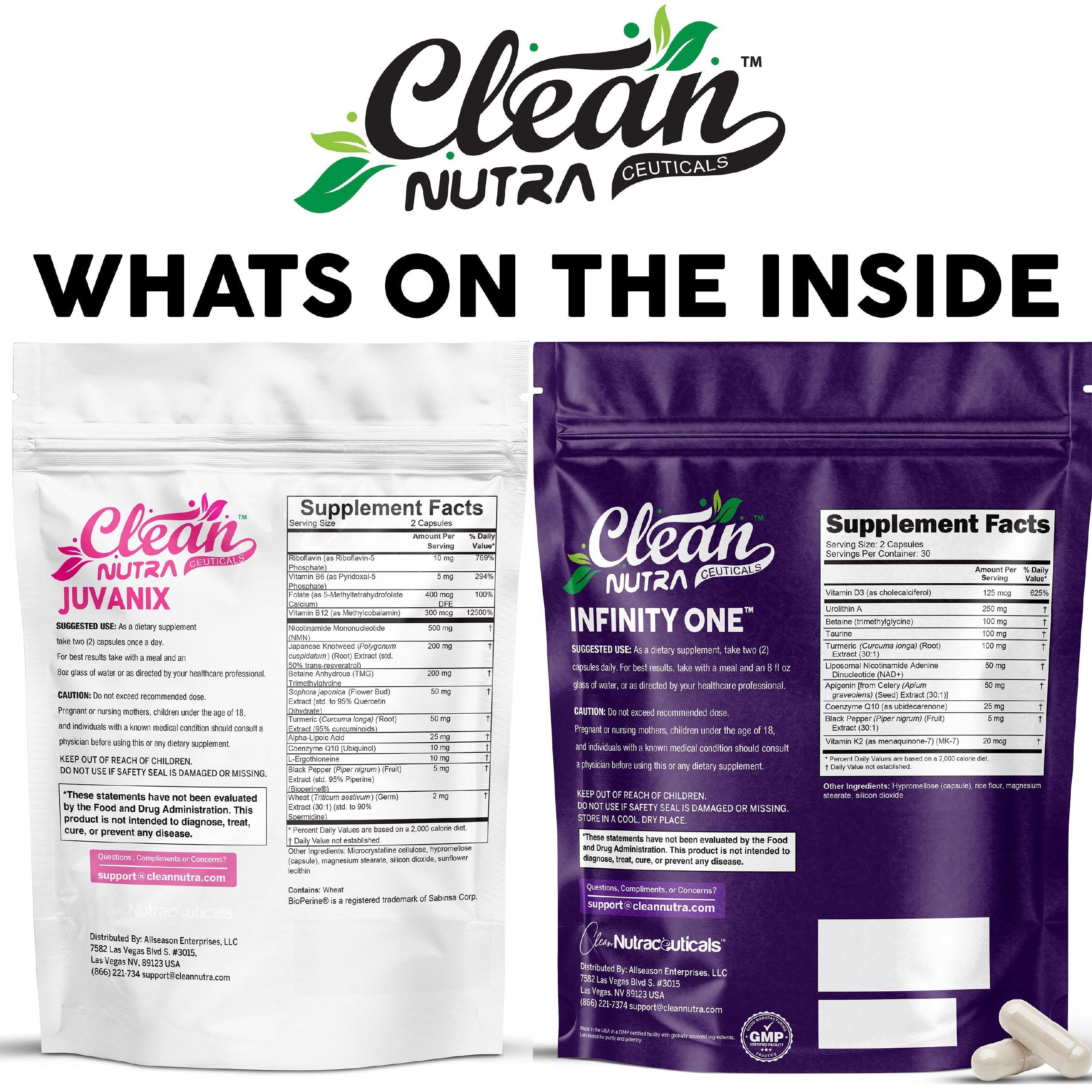 What's On The Inside — full Supplement Facts panels